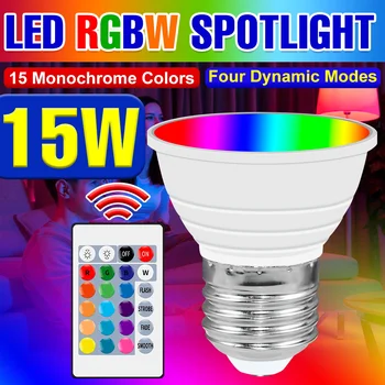 RGBW LED Smart Kontroles Spuldze GU10 Uzmanības centrā E27 Burvju Spuldzes E14 Lampada Led MR16 RGB Krāsains Mainot Spuldzes Mājas Pusi Rotā