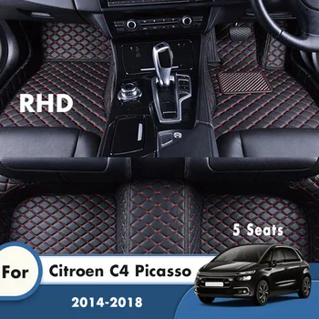 RHD Paklājus Citroen C4 Picasso 5 sdvietas 2018 2017 2016 Automašīnas Grīdas Paklāji Pasūtījuma Auto Interjera Dekorēšana Aksesuāri