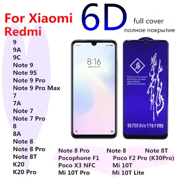 Rinbo Ekrāna Stikla Xiaomi Mi 10T Poco F2 Pro X3 Redmi Piezīme 9S 8 9 Pro Max K30 K20 8T 6 7 Pro 8.A 9.A Ekrāna Aizsargs Filmu