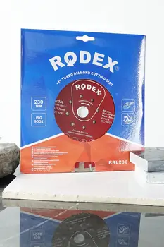 Rodex RRL230 Uzatılmış T Veida Segments Turbo Dimanta Griešanas Disks Ķieģeļu, Marmora, Akmens 230mm