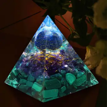 Roku darbs Lapis Lazuli Jomā Orgone Piramīdas Ametists Malahīts Kristāla Dziedināšanas Orgonite 60mm