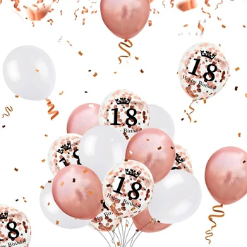 Rose Gold Skaits, Folija Baloni Komplekts Lateksa Konfeti Balonu Laimes Dzimšanas Dienā, Balonus Puse Rotājumi Numuru Baloni +Piederumi