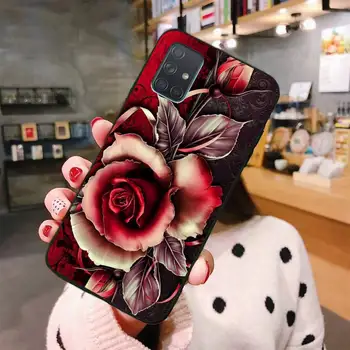 Rozā, Sarkans rožu ziedu Tālrunis Case For Samsung Galaxy A21S A01 A11 A31 A81 A10 A20E A30 A40 A50 A70 A80 A71 A51
