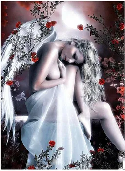 Rožu Dimantu Krāsa Eņģeļu Spārnu Meitene Diamand Izšuvumu Glezniecības Complet Akmeņi Attēlu, Sienas Uzlīmes Jauns Hobijs Dimanta Dot diy