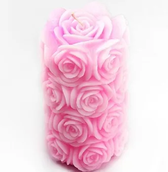 Rožu Pīlāriem Silikona Ziepes pelējuma svece pelējuma 3D Roku darbs pelējuma DIY Carft veidnes S252