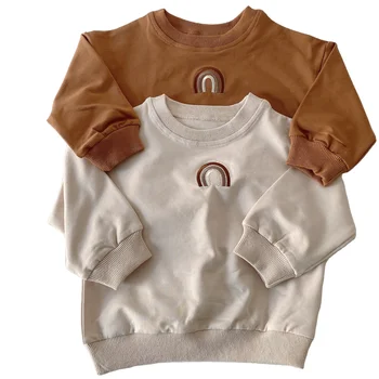 Rudens Baby Toddler Meitenes Zēni Varavīksnes Izšuvumi Džemperis Topi Bērniem Ar Garām Piedurknēm T Krekls Bērniem, Apģērbs Apģērbs