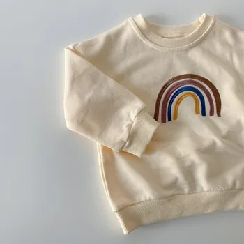 Rudens Baby Toddler Meitenes Zēni Varavīksnes Izšuvumi Džemperis Topi Bērniem Ar Garām Piedurknēm T Krekls Bērniem, Apģērbs Apģērbs
