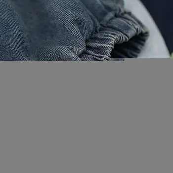 Rudenī Sieviešu Džinsi ar Augstu Jostas Harēma Piecu punktu Bikses Ir 2021. Modes Zaudēt Vintage Retro Gaiši Zils Kokvilnas Izšūšanas korejiešu Stilā
