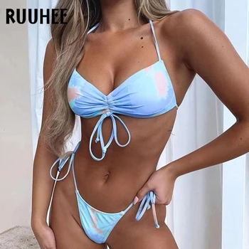 RUUHEE Sexy Bikini Sievietēm Ir 2021. Brazīlijas Bikini ar Zemu Vidukļa Siksna Push Up Solid peldkostīmu Peldbikses, Peldkostīmu Biquini Sieviete