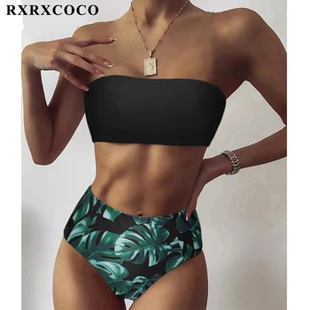 RXRXCOCO Apsēju, Bikini, Peldkostīmi, Sieviešu Peldkostīms ar Augstu Vidukļa Bikini Komplekts Ir 2021. peldkostīms Push Up Maillot De Bain Femme Beachwear