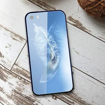 Rūdīta Stikla Mobilo Telefonu Gadījumos Somas iPhone X XR XS 11 Pro Max 10 7 5 5S SE 2020 6 6S 8 Plus Coque Apvalks Rozā Spalvu