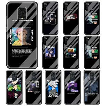 Rūdīta Stikla Phone Gadījumā Xiaomi Redmi, Ņemiet vērā, 10 Pro, Max 9S 9T 9 8 8T 8.A 7. 9.A 9.C K40 Jujutsu Kaisen Anime Segtu Coque Fundas
