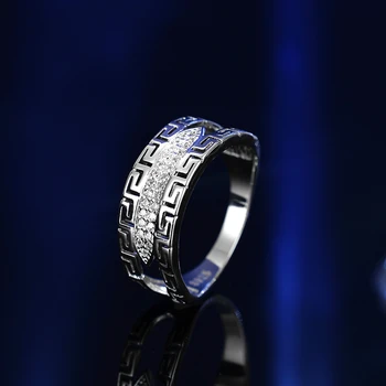 S925 Sudraba sieviešu mirdzošu kristālu gredzens no platīna rotaslietas meitene regulējams izmērs atvērtā gredzenu dāvanu