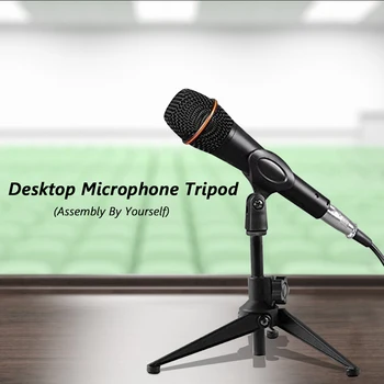 Salokāma Darbvirsmas Mikrofona Statīva Statīva Augstums Regulējams Karaoke Mikrofona Turētājs ar Mic un Klipu Sanāksmēm, Lekcijām Live