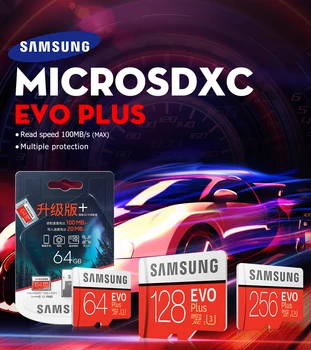 SAMSUNG EVO PLUS Atmiņas Karte 256 GB lielu Ātrumu 100 MB/S Micro SD Class 10 U3 TF Kartes UHS-I 128G 64GB, 32GB Micro SD Karte