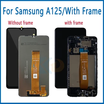Samsung Galaxy A125 A125 ar rāmi, LCD Displejs, Touch Screen Digitizer Montāža Aizstāt Samsung lcd A125