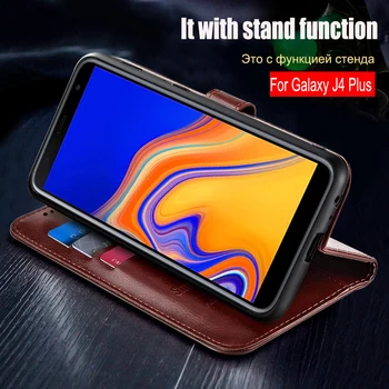 Samsung Galaxy J4 Plus Gadījumā flip ādas Magnētisko case for Samsung J4 Plus 2018 J415F SM-J415F J4Plus Segtu Coque
