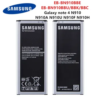 SAMSUNG Oriģinālā EB-BN910BBE EB-BN910BBK EB-BN910BBC EB-BN910BBU 3220mAh Akumulatoru Samsung Galaxy Note 4 N910 N910A/V/P/T/H NFC