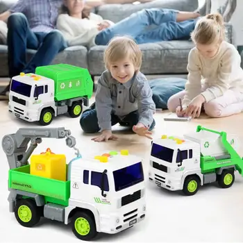 Sanitārijas Transportlīdzekļa Bērniem Automašīnas Modelis Rotaļu Pilsēta Pakalpojums, Atkritumu Tvertne, Kravas Automašīnu Būvniecības Kravas Celtņa Rotaļlietas Dāvanām Zēniem Bērniem