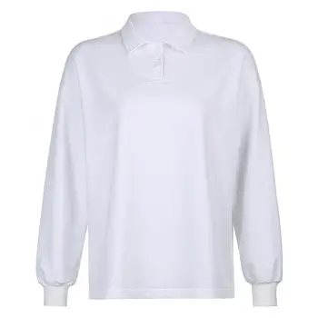 SANWOOD ir 2021. Balts Krekls Lielizmēra sporta Krekls Balts Tee Kreklu Zaudēt Pilnu Piedurknēm Rudens Topi Streetwear Gadījuma Puloveri