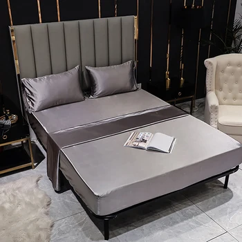 Satīna gultas loksnes King Size Lapa Komplekts divguļamā Gulta Segtu Gultas piederumi regulējams ar elastīgu matrača segtu dažādu izmēru
