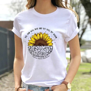 Saule Pieaugs Un Mēs centīsimies Atkal Krāsainu T-kreklu Smieklīgi Garīgās Veselības veicināšanas Tshirt Modes Sieviešu Grafiskais Tee Krekls Top