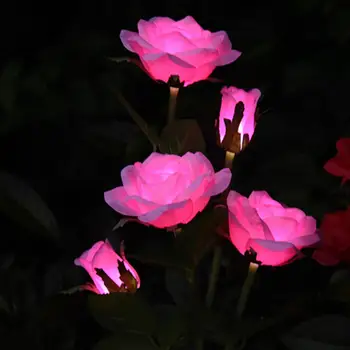 Saules Rožu Ziedi Apgaismojums Ūdensnecaurlaidīgs LED Zālienu Lampas, āra, Dārza Terases Piemājas Apdare