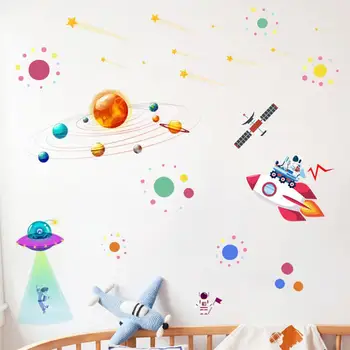 Saules Sistēmas sienas uzlīmes bērniem numuri Kosmosa Astronautu Sienas Uzlīmes, Guļamistaba, Dzīvojamā Istaba Mājās Dekoratīvās uzlīmes enfant FDH