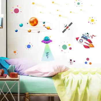 Saules Sistēmas sienas uzlīmes bērniem numuri Kosmosa Astronautu Sienas Uzlīmes, Guļamistaba, Dzīvojamā Istaba Mājās Dekoratīvās uzlīmes enfant FDH