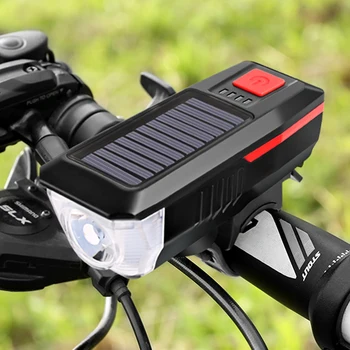 Saules Velosipēdu ņemot vērā Saules USB Lādējamu Velosipēdu Lukturu Taillight MTB Priekšā Gaismas Ragu luz bicicleta Velo Lampas Piederumi
