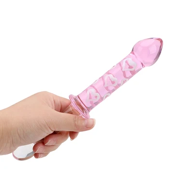 Seksa Produkti Klitora Stimulāciju G-Spot Anālais Plug Stikla Kristāla Anālās Seksa Rotaļlietas Sievietēm Dildo Sirds Rozā