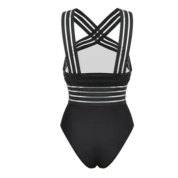 Seksīga Melnā Svītrainām Viens Gabals Bikini Sieviešu Pārsējs Push Up Monokini Peldbikses, Peldkostīmu, Pludmales Trīsstūris peldkostīms