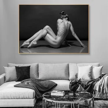 Seksīga Sieviete Pliks Kanvas Glezna Melna Fona Plakāti un Izdrukas Sienas Art Attēlus Dzīvojamā Istaba Mājas Apdare Cuadros
