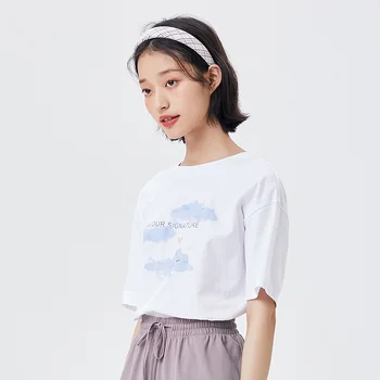 SEMIR Gadījuma Modes T-Krekls Sievietēm Slinks Svaigas Vasarā Ir 2021. Jaunu Stilu Ins Cute Modelis Salds Atdzist Meitene Pulovers