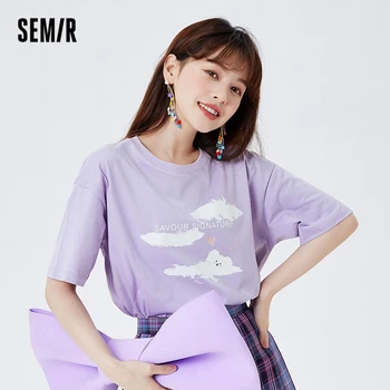 SEMIR Gadījuma Modes T-Krekls Sievietēm Slinks Svaigas Vasarā Ir 2021. Jaunu Stilu Ins Cute Modelis Salds Atdzist Meitene Pulovers