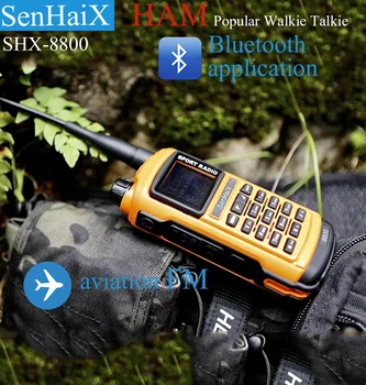 SenHaiX GP8800 Šķiņķis Walkie Talkie Bluetooth Waterdichte TPU Bluetooth Plānošanas LED Glare Transīvers