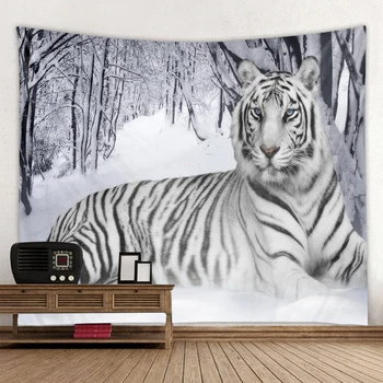 SepYue Meža Dzīvnieku White Tiger Bohemia Gobelēns Sienas Karājas Gobelēni Segtu Pludmales Dvieli Jogas Paklājiņš Mājas Dekorēšanas Māksla