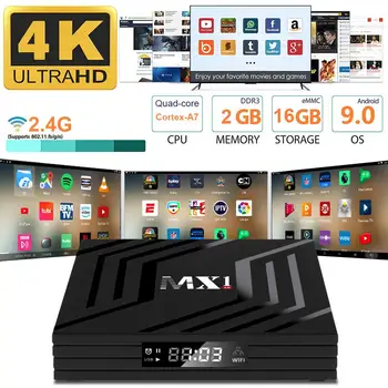 Set-top Box Smart Android 9.0 TV KASTĒ HDMI2.0 RJ45 10/100M WIFI Set-top Box Media Player 1g+8g/2g+16.g Quad-core Cortex-A7
