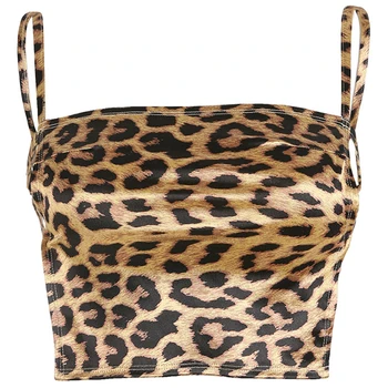 Sexy Backless Leopard Tvertnes Augšpusē Sieviešu Nogriezta Puse Clubwear Topiņi Sieviešu Modes Slim Apsēju, Vidukļa Tops