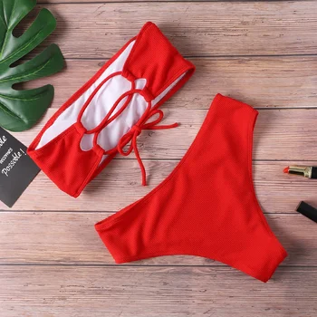 Sexy Bikini Ir 2021. Pad Lenta Peldkostīmu Sieviešu Peldkostīmi Sievietēm Augsta Vidukļa Bikini Izslēgts Plecu Peldēšana Beachwear Peldkostīms