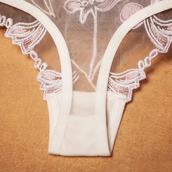 Sexy Izšūti Apakšveļa Sieviešu Siksnas Dobi Modes Caurspīdīga Elastīga T-formas Bikses Tīras Kokvilnas Kājstarpes Dāmu Biksītes