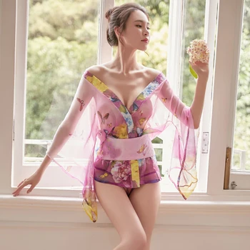 Sexy Kimono Naktskrekls Yukata Sievieti Japāņu Ziedu Modes Yakata Jaciņa Haori Zīda Sleepwear Atpūtas Valkāt Pidžamas Kleita