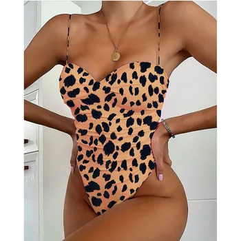 Sexy Leopard Viens Gabals Peldkostīms Sievietēm 2020. Gadam Pārsējs Push Up Peldkostīmi Sieviešu Monokini Melnā Balts Peldkostīms Sieviešu Peldēt Valkāt