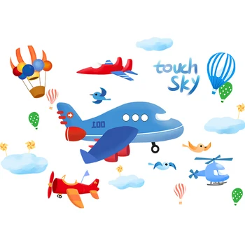 [shijuekongjian] Karikatūra Raķešu Sienas Uzlīmes DIY Lidmašīnas Mākoņi, Sienas Uzlīmes Bērniem, Bērnu Istabas Guļamistabas Māja Apdare