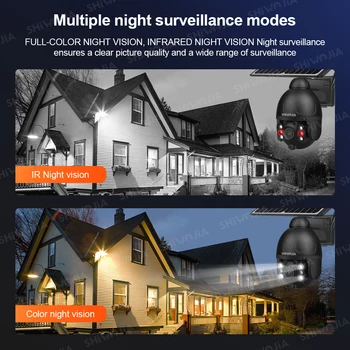 SHIWOJIA Āra Saules Kamera, Home Security TUAY 1080P IP Kameras 8W Saules Paneļu Uzlādējams Akumulators PIR Kustības Signalizācijas PTZ VIDEONOVĒROŠANAS
