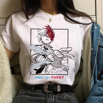 Shoto Todoroki Anime t krekls Komiksi Japāņu Grafikas Iespiestas Karikatūra Streetwear Top Lielgabarīta Tee Sieviete/Vīrietis T-Krekls