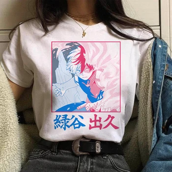 Shoto Todoroki Anime t krekls Komiksi Japāņu Grafikas Iespiestas Karikatūra Streetwear Top Lielgabarīta Tee Sieviete/Vīrietis T-Krekls