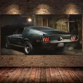 Sienas Art Attēlus Audekls Gleznošanai 1968. Gada Mustangs GT Universāla Klasisko Auto Plakāti un Izdrukas Dzīvojamā Istaba Dekori Cuadros bez rāmīša