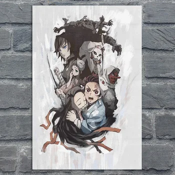 Sienas Mākslas Audekls Gleznošanai Demon Slayer Plakātu Kimetsu Nav Yaiba Tanjirou Nezuko Anime HD Attēlu Drukas viesistaba, Mājas Dekoru