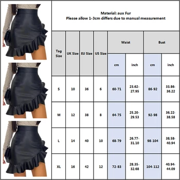 Sievietes Mākslīgās Ādas PU Zīmuli Svārki Sexy Black Savirmot Asimetriska Mini Svārki Dāmas Augsta Vidukļa Izlīdzināšanu Modes Biroja Svārki 30